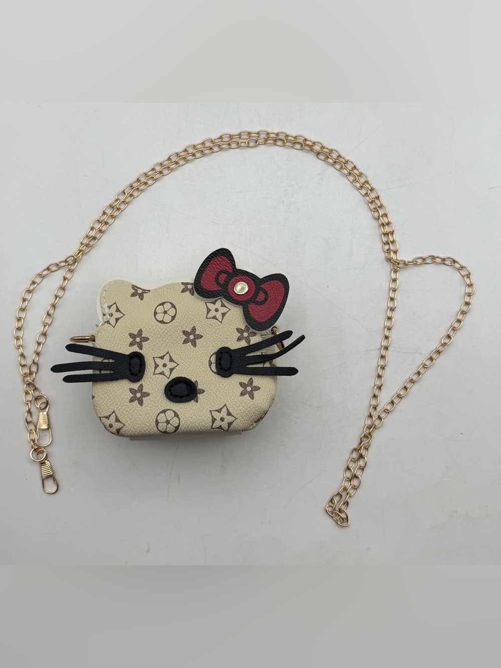 *SALE* Cream HK Cat Inspired Crossbody Bag with Red Bow